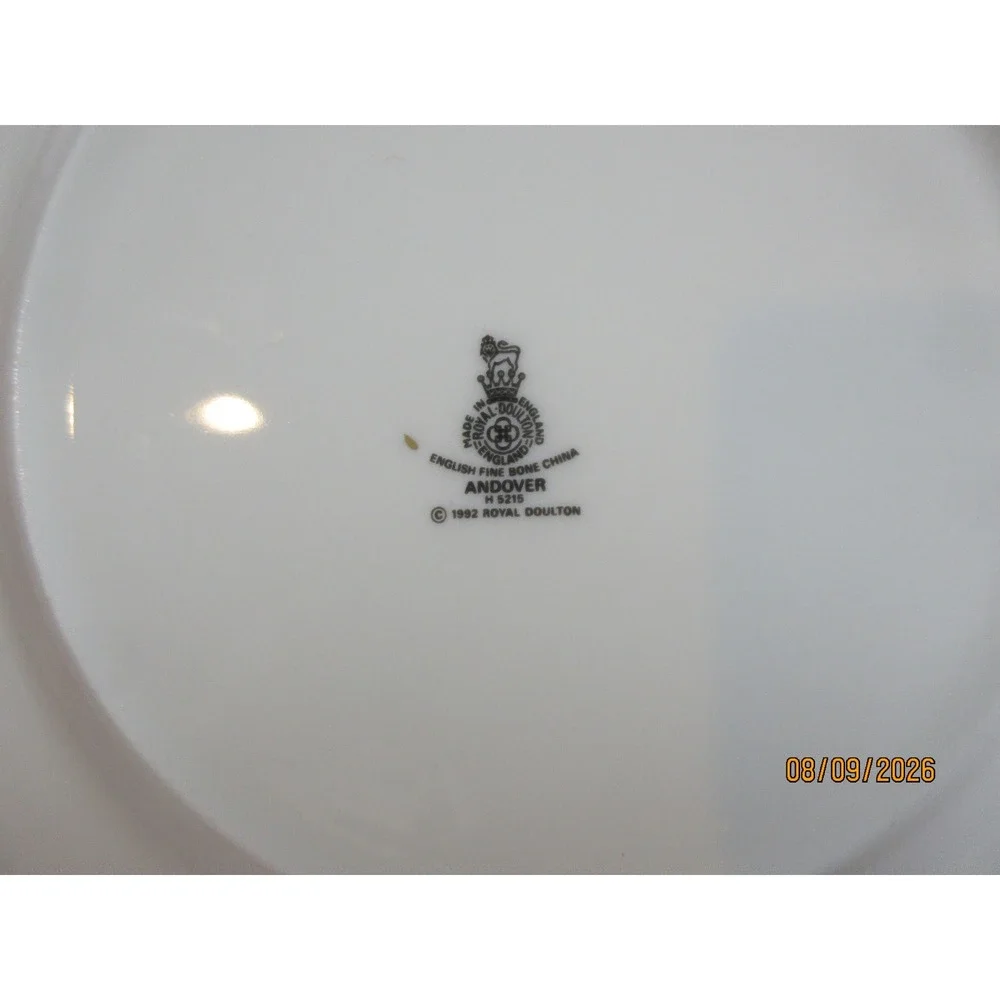 Royal Doulton Andover H5215 Bone China Salad Plates Set of 4 Black Gold Trim